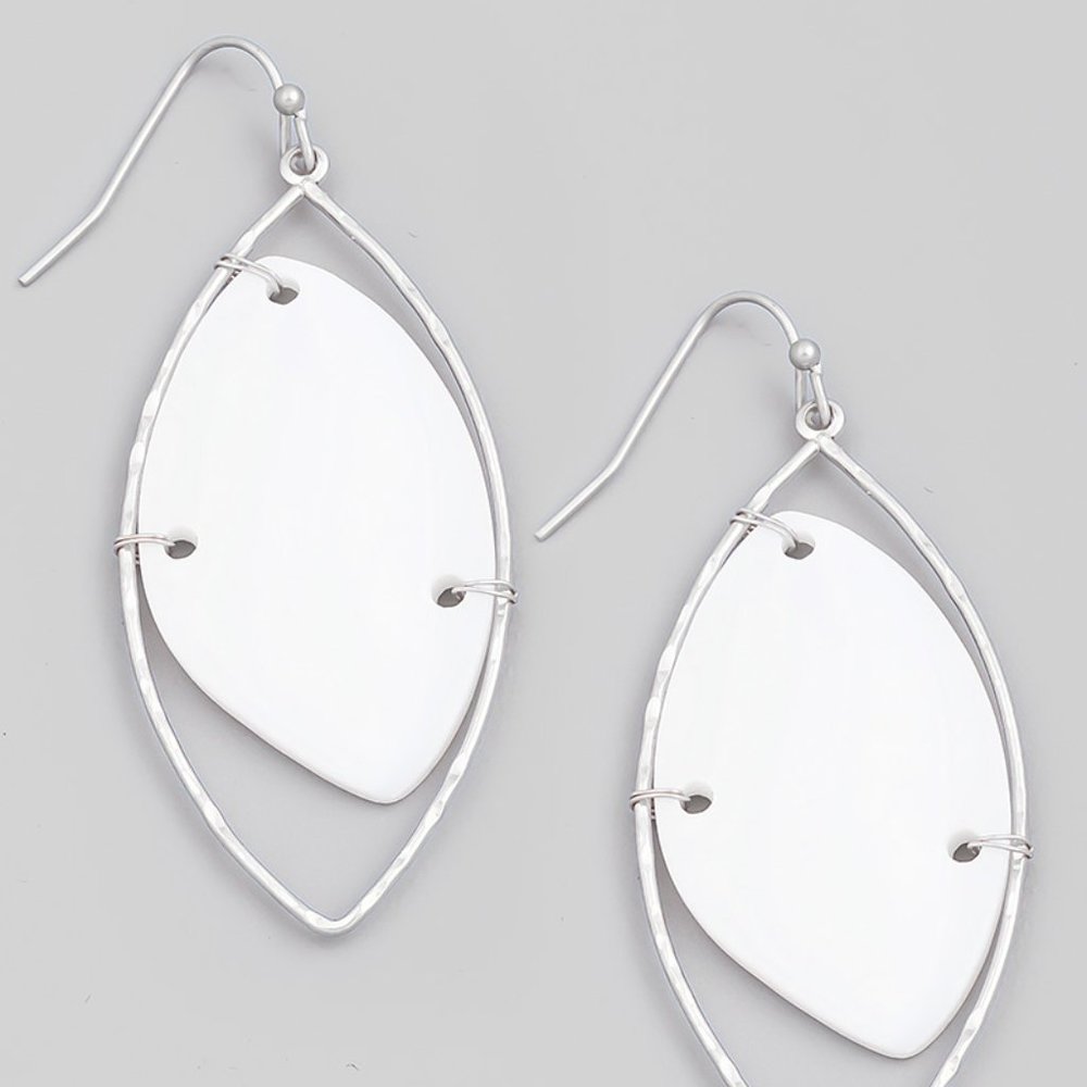NEW! Silver Finish Leaf Hoop Earrings